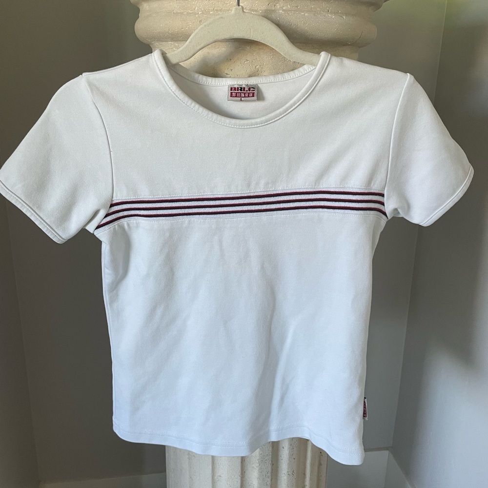 90’s white top with stripes